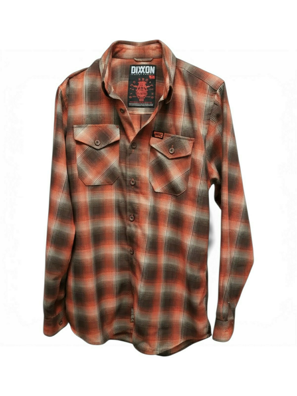 DIXXON Men's M Blood Brothers Orange, Black & Cream Plaid Workshirt MKC